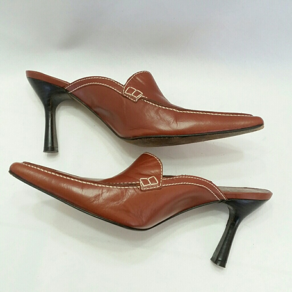Donald J Pliner Size 7.5M Cognac Brown Mule Heel - Picture 4 of 8
